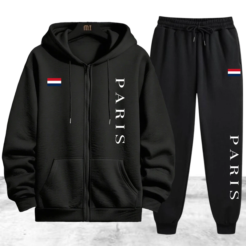 Winter Clothing Matching - Conjunto de Moletom Masculino Paris Printing: