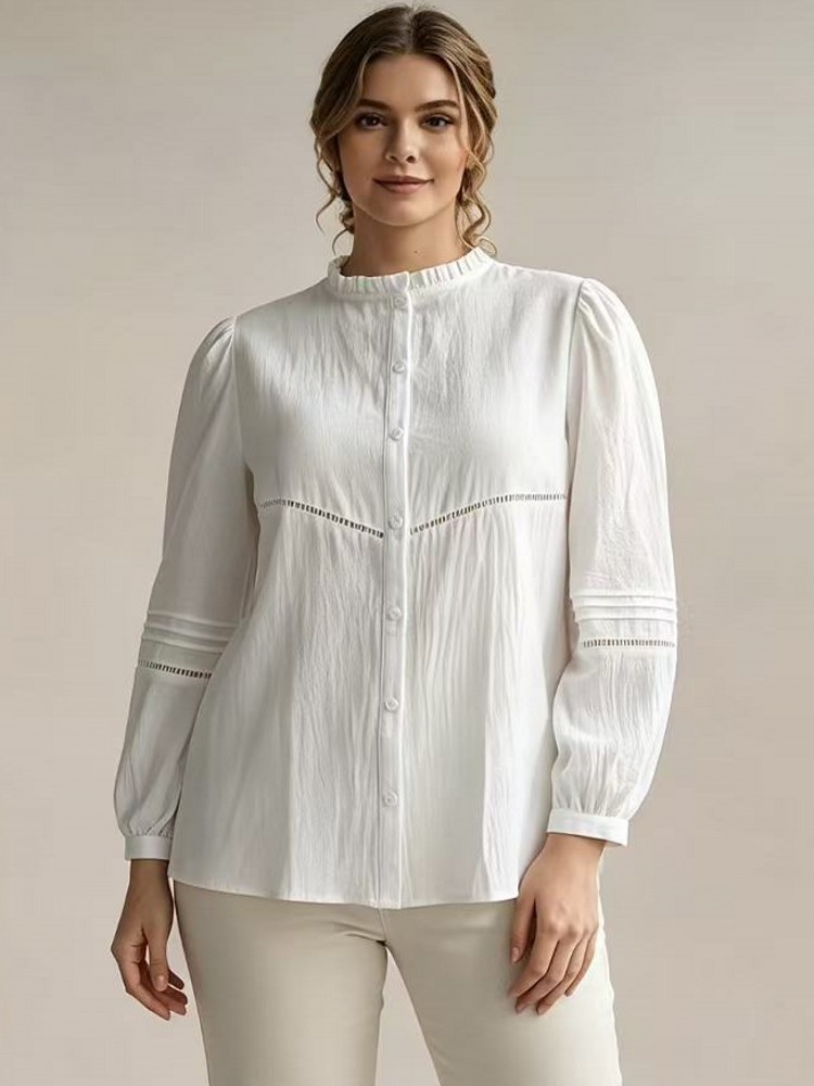 Winter Clothing For Plus Size Women - Camisa Blusa Branca Elegante de Moda