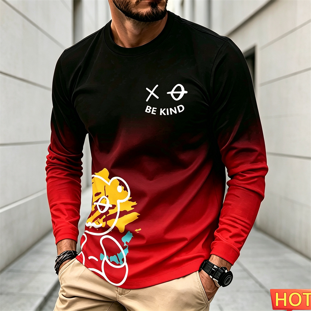 Winter Clothing Patterns - Camiseta masculina casual de outono e