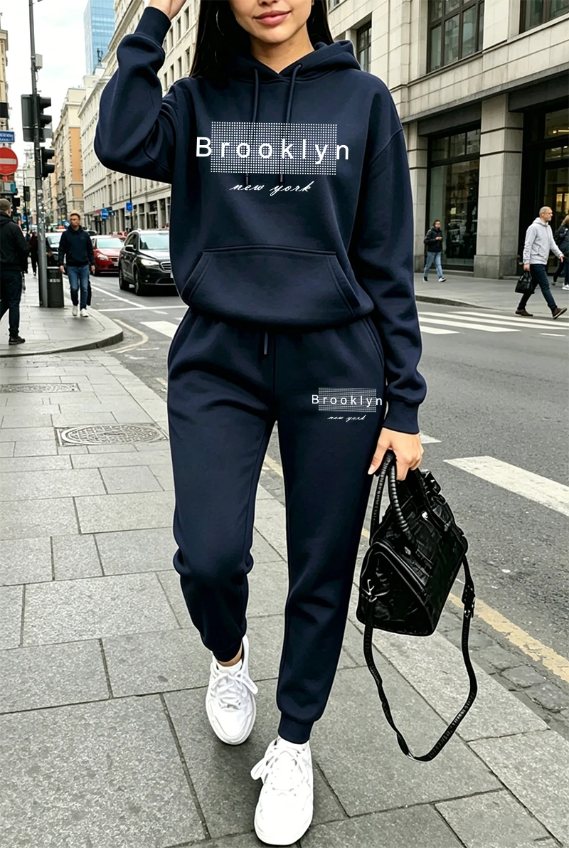 Winter Clothing Women'S - Conjunto de Moletom Feminino com Estampa,