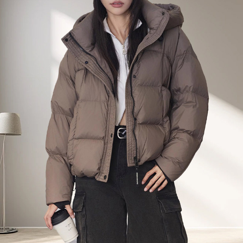 Puffer Jacket Women Down - Mulheres curto pato branco para baixo