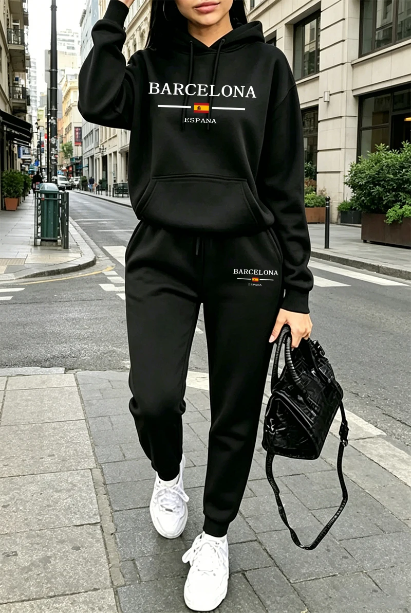 Winter Clothing Women'S - Conjunto Esportivo Feminino Estampado, Moletom Casual