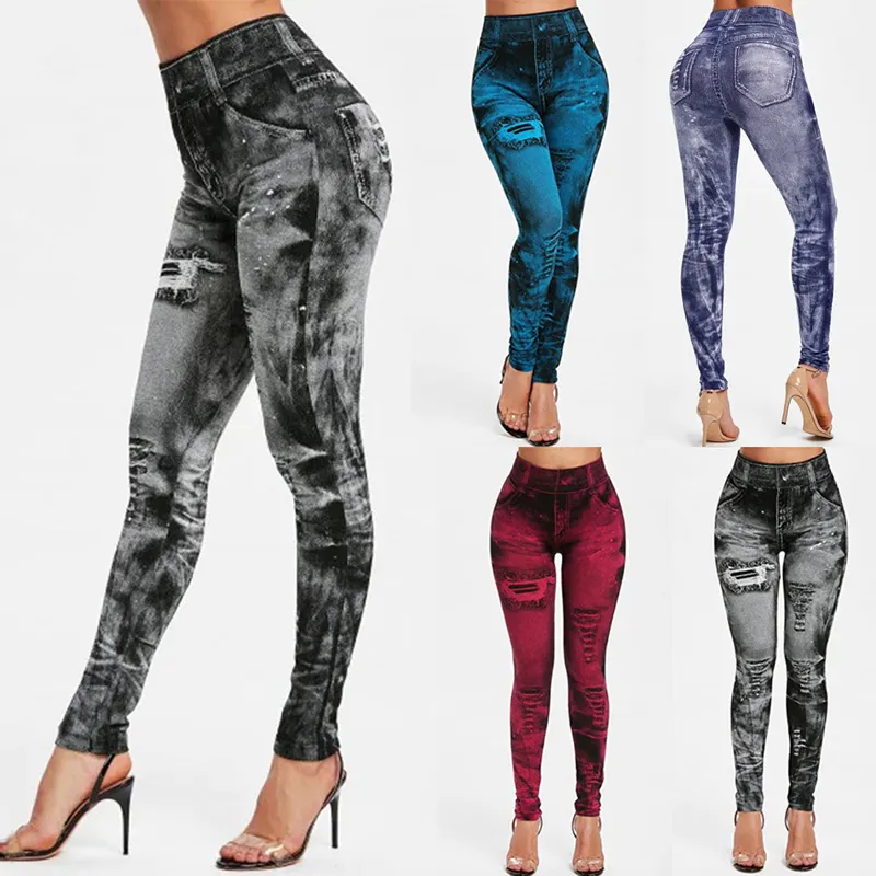 Mulheres imitação de jeans est - Winter Clothing On Sale avaliação e preço