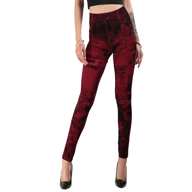 Mulheres imitação de jeans est - Winter Clothing On Sale avaliação e preço