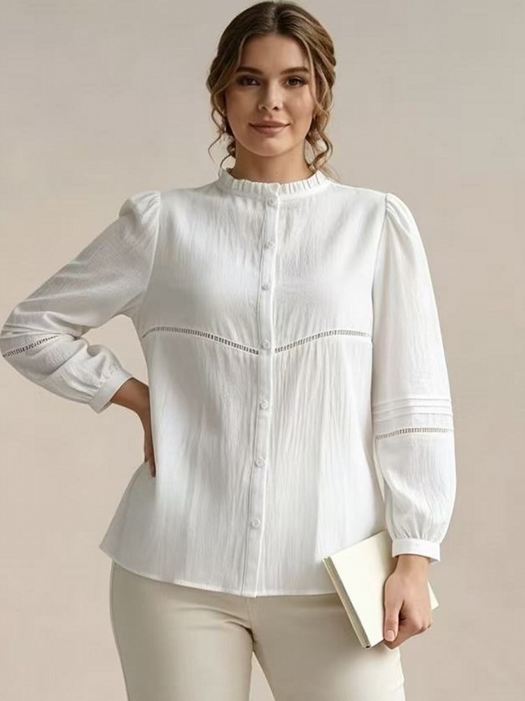 Camisa Blusa Branca Elegante d - Winter Clothing For Plus Size Women avaliação e preço