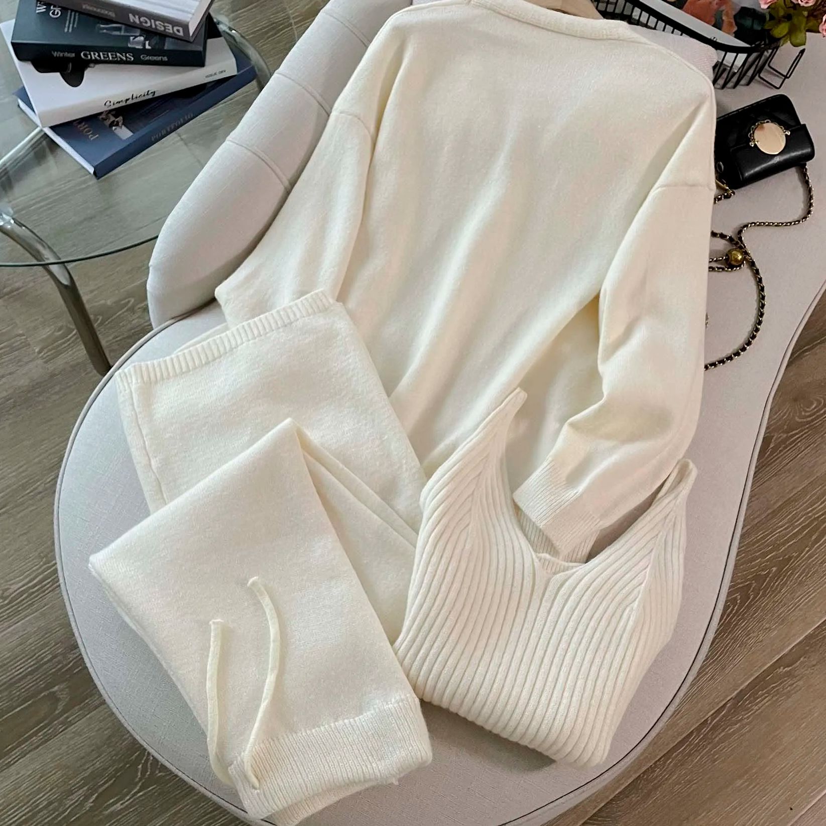 Terno de malha de 3 peças para - Winter Clothing Matching avaliação e preço