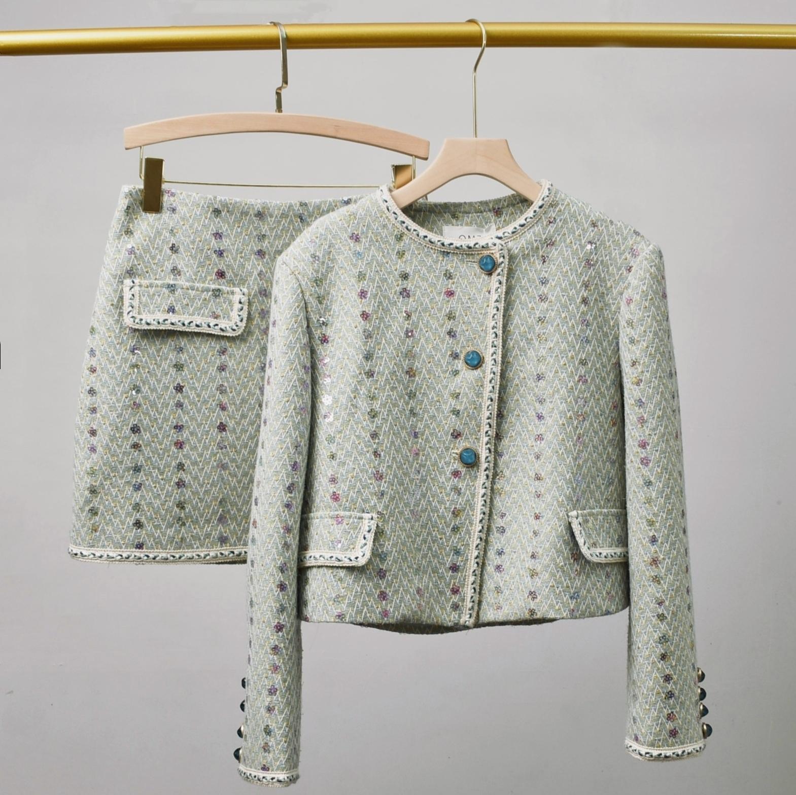 Feminino elegante tweed terno  - Winter Clothing Matching avaliação e preço