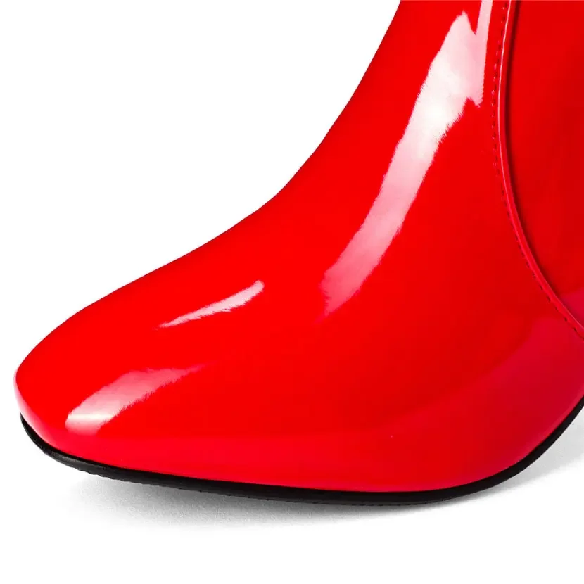 Vermelho branco couro de paten - Winter Clothing Women'S avaliação e preço