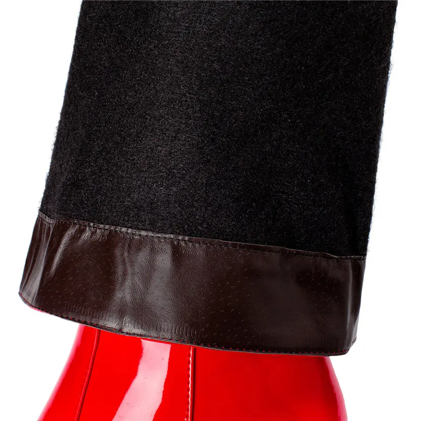 Vermelho branco couro de paten - Winter Clothing Women'S avaliação e preço