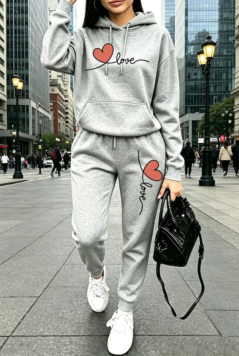 Conjunto de Moletom Feminino E - Winter Clothing Women'S avaliação e preço